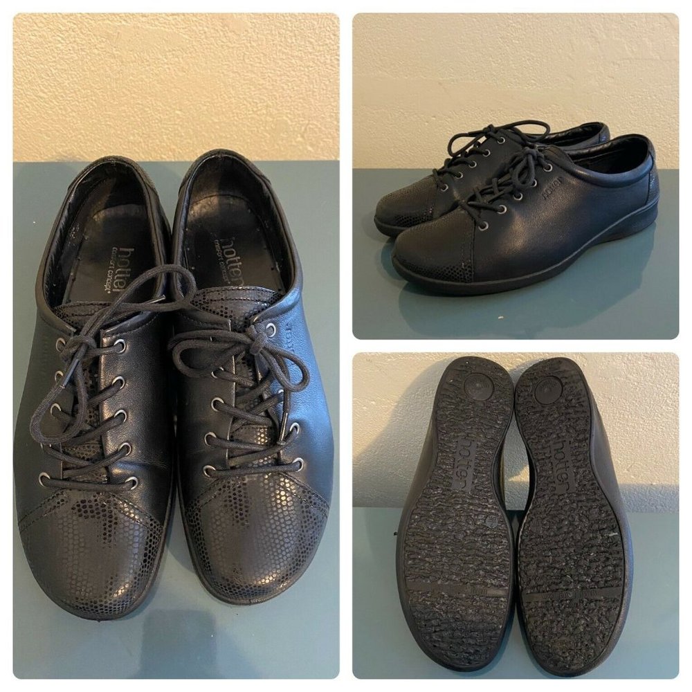 Hotter Comfort Concept Black Leather Lace Up Shoes